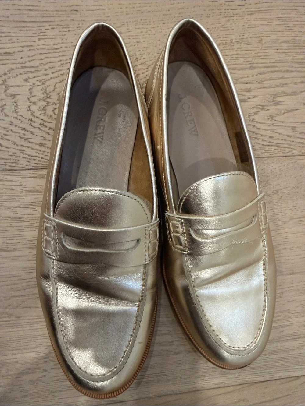 J crew Ryan penny loafers in metallic leather